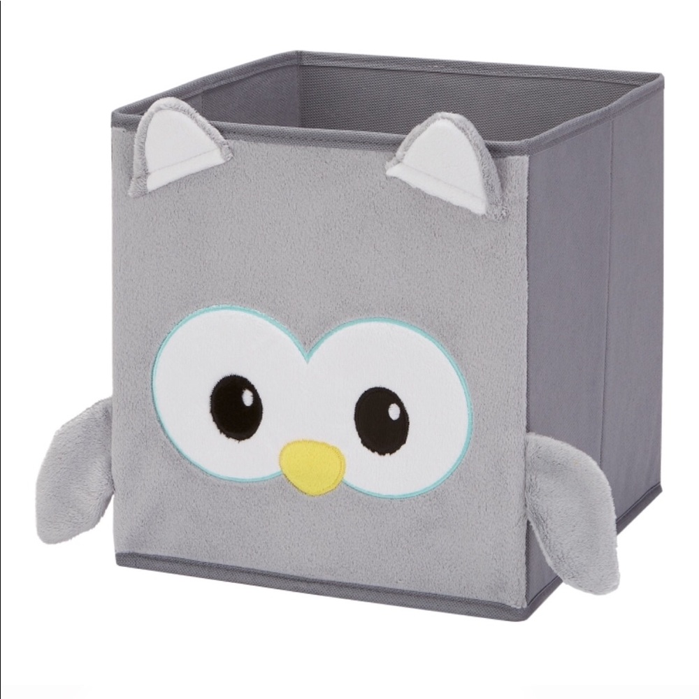 Plush Grey Owl Collapsible Storage Bin